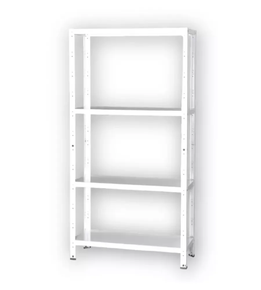 Grima Officina E Garage|Scaffale 4 ripiani in metallo bianco portata 160 kg 75x30x145 cm