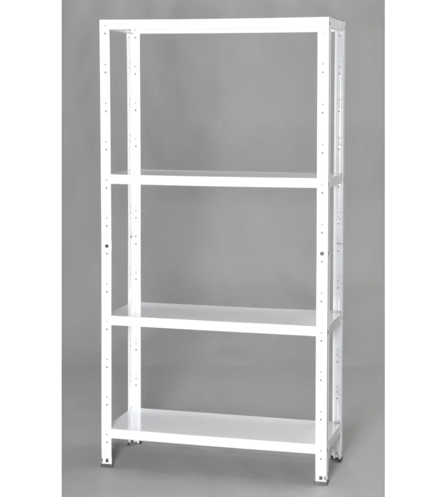 Grima Officina E Garage|Scaffale 4 ripiani in metallo bianco portata 160 kg 75x30x145 cm