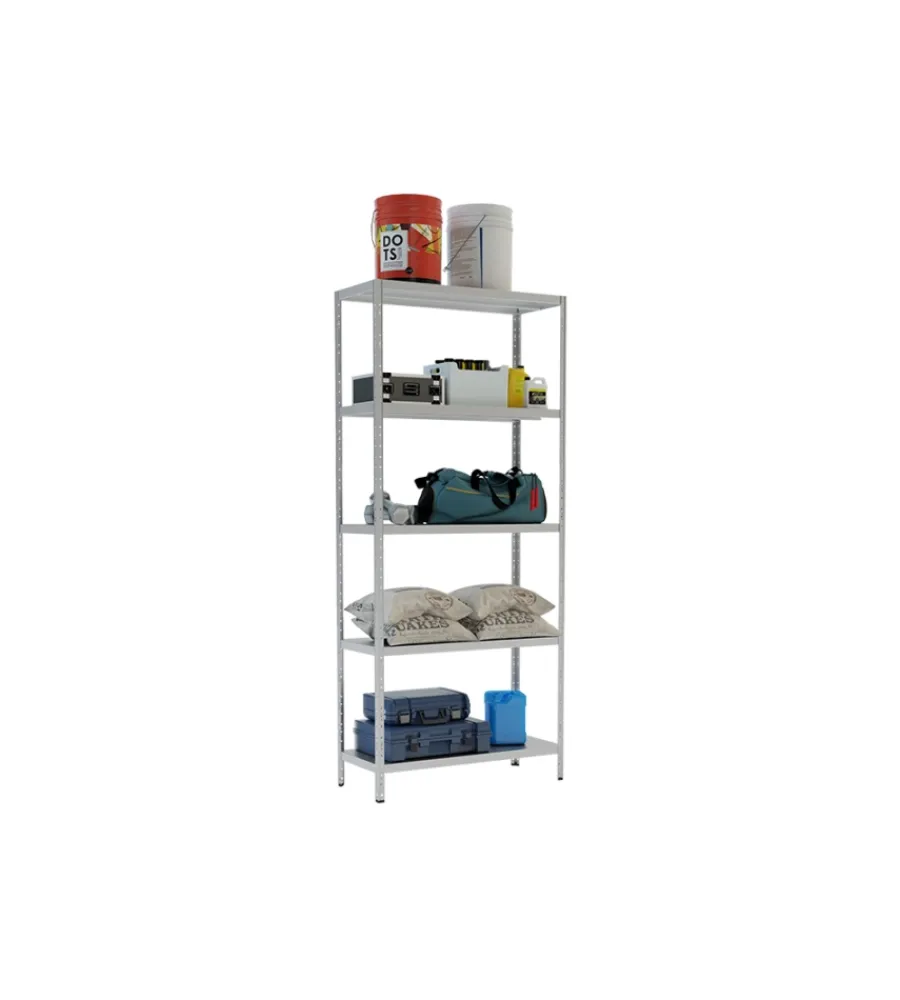 Officina E Garage-Grima Scaffale 5 ripiani in metallo "maciste" grigio portata 260 kg 100x50x195 cm