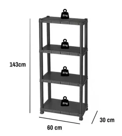 Riponimento In Resina|Scaffale 4 ripiani in polipropilene 