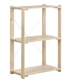 Outlet Scaffale 3 ripiani regolabili "nova" in pino massello 76,5x38,5x110 cm Scaffali In Legno