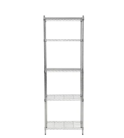 Decorazione Ambienti-Easy System Scaffale ad incastro in metallo cromato 5 ripiani, 59x34x174 cm