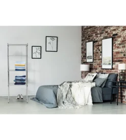 Decorazione Ambienti-Easy System Scaffale ad incastro in metallo cromato 5 ripiani, 59x34x174 cm