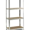 Officina E Garage- Scaffale essenza in metallo 4 ripiani 80x40x160 cm