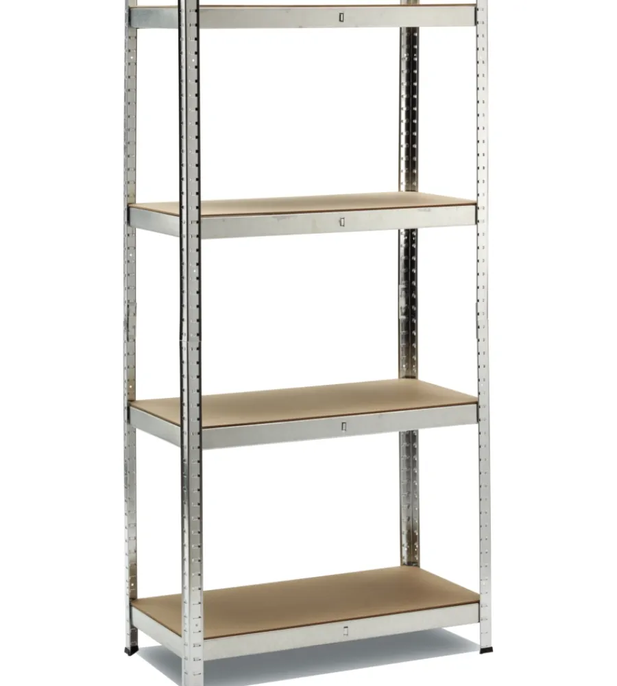 Officina E Garage- Scaffale essenza in metallo 4 ripiani 80x40x160 cm