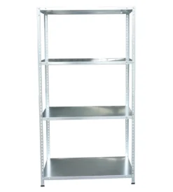 Officina E Garage- Scaffale essenza in metallo 4 ripiani 75x30x147 cm