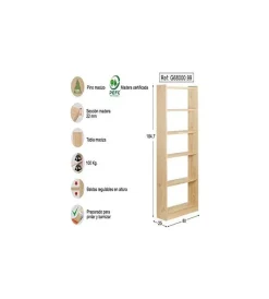 Scaffali In Legno- Scaffale in legno gala con ripiani larghezza 80 cm