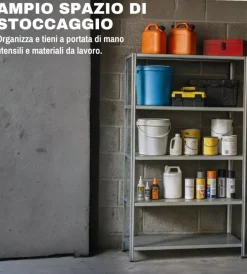 Easy System Officina E Garage|Scaffale in metallo 5 ripiani portata 400 kg 100x40x187 cm