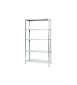Officina E Garage-Grima Scaffale in metallo bianco ad incastro con 5 ripiani, 100x40x187 cm portata 80 kg -