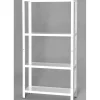 Officina E Garage-Grima Scaffale in metallo bianco ad incastro con 4 ripiani, 75x30x145 cm -
