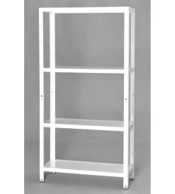 Officina E Garage-Grima Scaffale in metallo bianco ad incastro con 4 ripiani, 75x30x145 cm -