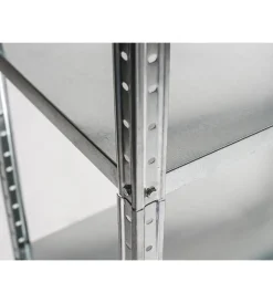 Officina E Garage-Grima Scaffale in metallo bianco ad incastro con 4 ripiani, 75x30x145 cm -
