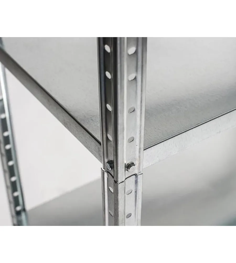 Officina E Garage-Grima Scaffale in metallo bianco ad incastro con 4 ripiani, 75x30x145 cm -