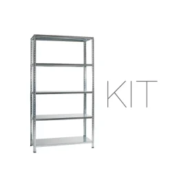 Officina E Garage-Grima Scaffale in metallo bianco ad incastro con 4 ripiani, 75x30x145 cm -