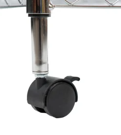Decorazione Ambienti|Scaffale in metallo cromato 4 ripiani con ruote, 89x34x142 cm