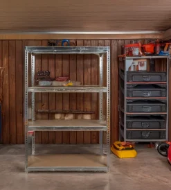 Officina E Garage-Easy System Scaffale in metallo con 4 ripiani in mdf, 120x55x180 cm