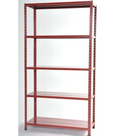 Officina E Garage-Grima Scaffale in metallo rosso in kit con 5 ripiani, 100x40x185 cm -