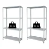 Hot Scaffali 4 rpiani in metallo "mini" grigio portata 160 kg 75x30x138 cm Officina E Garage