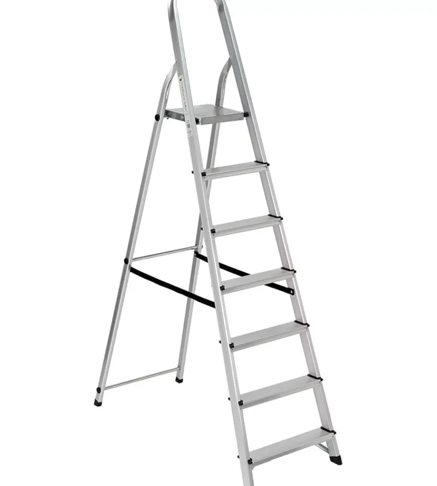 Scale E Sgabelli- Scala alluminio essenza "everest" con 7 gradini e portata massima 150 kg 120x49x193 cm