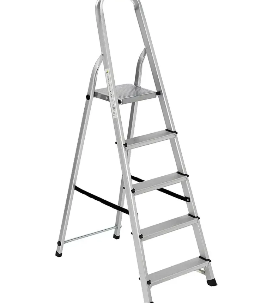 Scale E Sgabelli|Scala alluminio essenza "everest" con 5 gradini e portata massima 150 kg 91x45x159 cm