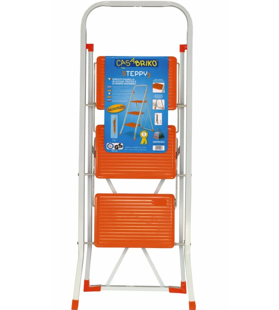 Scale E Sgabelli-Casa Briko Scala "steppy" con 3 gradini in acciaio, 47x115x71 cm