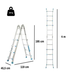 Easy System Scale E Sgabelli|Scala multiposizione in alluminio 4+4 gradini