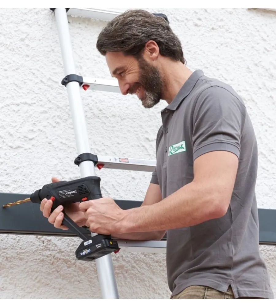 Trabatelli E Scale Professionali-Ribimex Scala telescopica allungabile in alluminio da 11 gradini con altezza massima di 320 cm - .
