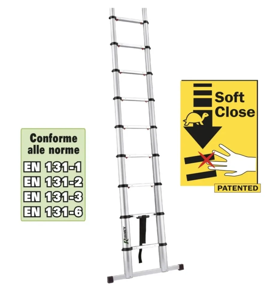 Trabatelli E Scale Professionali-Ribimex Scala telescopica allungabile in alluminio da 11 gradini con altezza massima di 320 cm - .