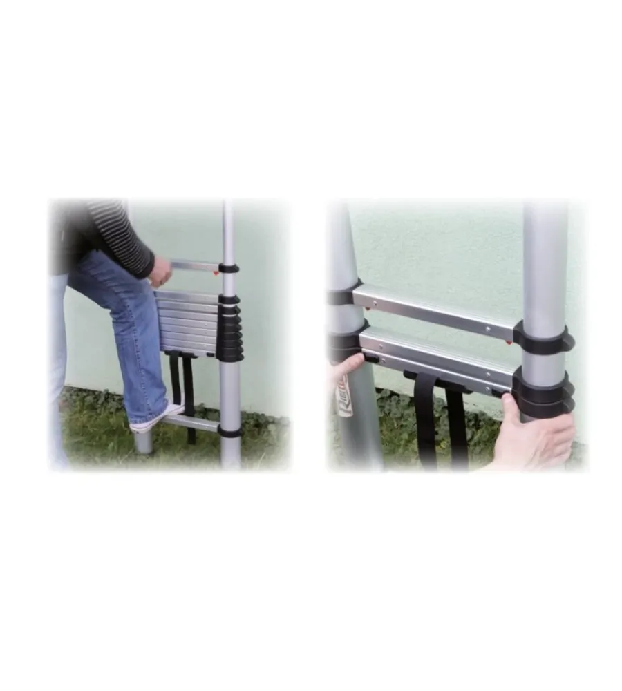 Trabatelli E Scale Professionali-Ribimex Scala telescopica allungabile in alluminio da 11 gradini con altezza massima di 320 cm - .