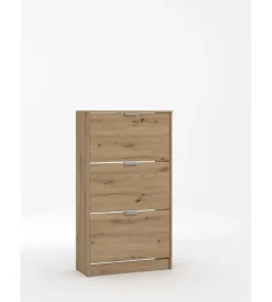 Scarpiere-BellaHome Scarpiera 3 ante a doppia ribalta quercia 67x28x119 cm