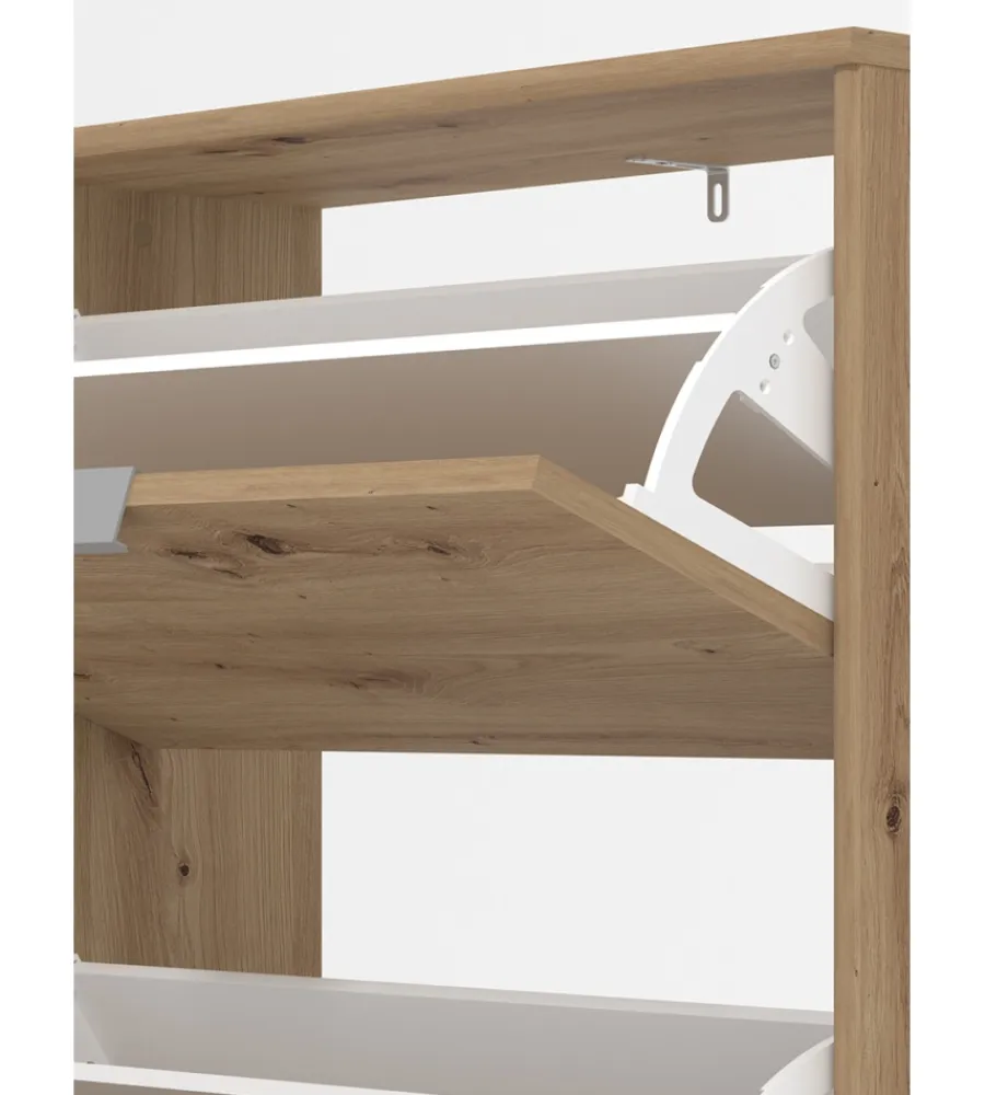 Scarpiere-BellaHome Scarpiera 3 ante a doppia ribalta quercia 67x28x119 cm