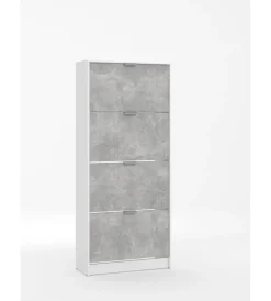 Sale Scarpiera 4 ante bianca e grigia 67x28x155,5 cm Scarpiere