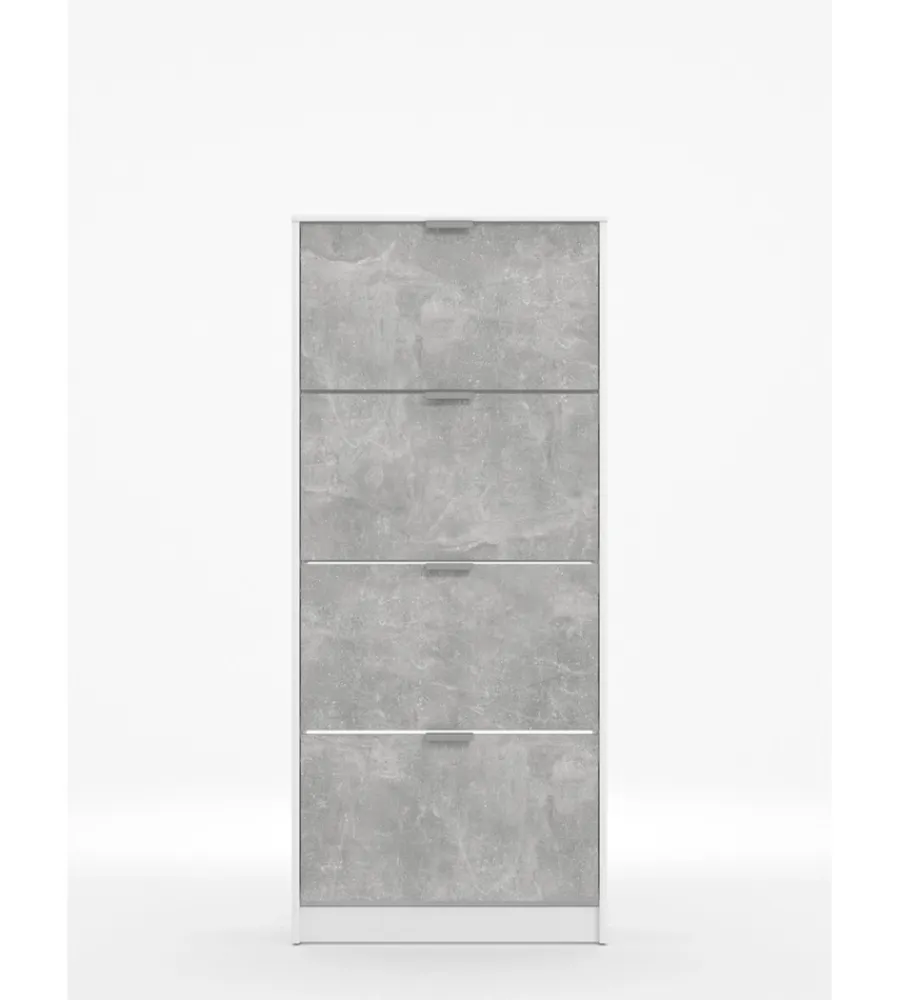 Sale Scarpiera 4 ante bianca e grigia 67x28x155,5 cm Scarpiere