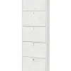 Scarpiere-Sarmog Scarpiera bianca con 5 ante, 63x29x190 cm