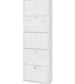 Scarpiere-Sarmog Scarpiera bianca con 5 ante, 63x29x190 cm