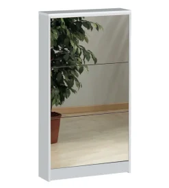 Scarpiere-Sarmog Scarpiera bianca con 3 ante a specchio, 62x114x18 cm