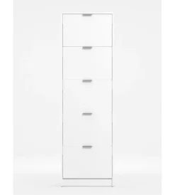 BellaHome Scarpiere|Scarpiera bianca con 5 ante, 58x18x192 cm