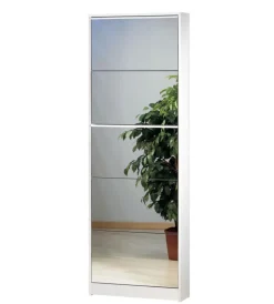Sarmog Scarpiere|Scarpiera bianca con 5 ante a specchio, 62x182x18cm