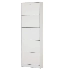 Scarpiere-Sarmog Scarpiera bianca con 5 ante, 62x182x18 cm