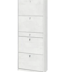 Scarpiere-Sarmog Scarpiera bianca con 4 ante e 1 cassetto, 63x29x164 cm