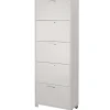 Sarmog Scarpiere|Scarpiera bianco fiammato con 5 ante, 70x190x29 cm