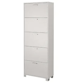 Sarmog Scarpiere|Scarpiera bianco fiammato con 5 ante, 70x190x29 cm