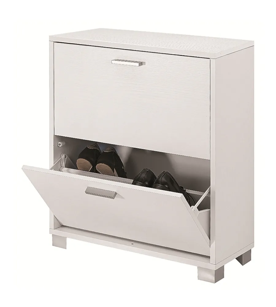 Scarpiere-Sarmog Scarpiera bianco fiammato con 2 ante, 70x29x82 cm