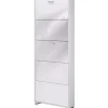 Sarmog Scarpiere|Scarpiera bianco lucido e fiammato con 5 ante, 70x190x18 cm