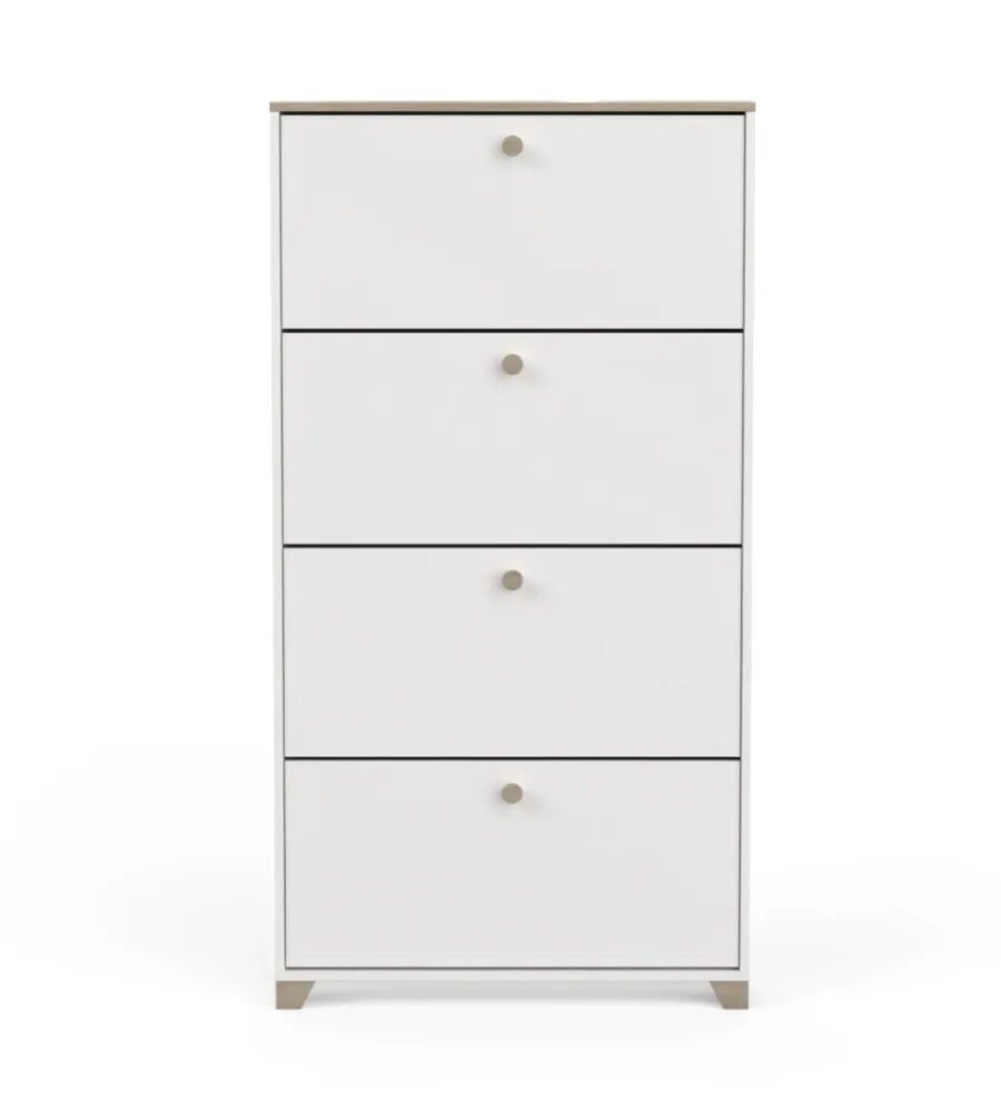 Scarpiere- Scarpiera "izzy"bianca e quercia con 4 ante, 80,8x17,8x151,7 cm