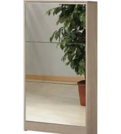 Scarpiera olmo con 3 ante a specchio, 62x114x18 cm Scarpiere