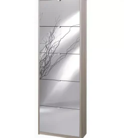 Outlet Scarpiera olmo con 5 ante a specchio, 63x29x127 cm Scarpiere
