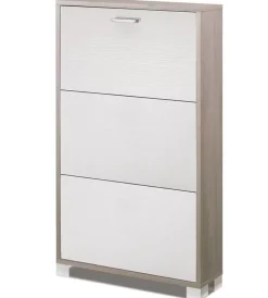 Sarmog Scarpiere|Scarpiera olmo e bianca con 3 ante, 70x118x18 cm