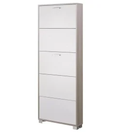 Scarpiere-Sarmog Scarpiera olmo e bianco fiammato con 5 ante, 70x190x18 cm