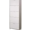 Scarpiere-Sarmog Scarpiera olmo e bianco fiammato con 5 ante, 70x190x29 cm